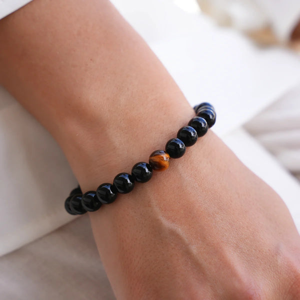 Black Onyx With Tiger Eye Bracelet