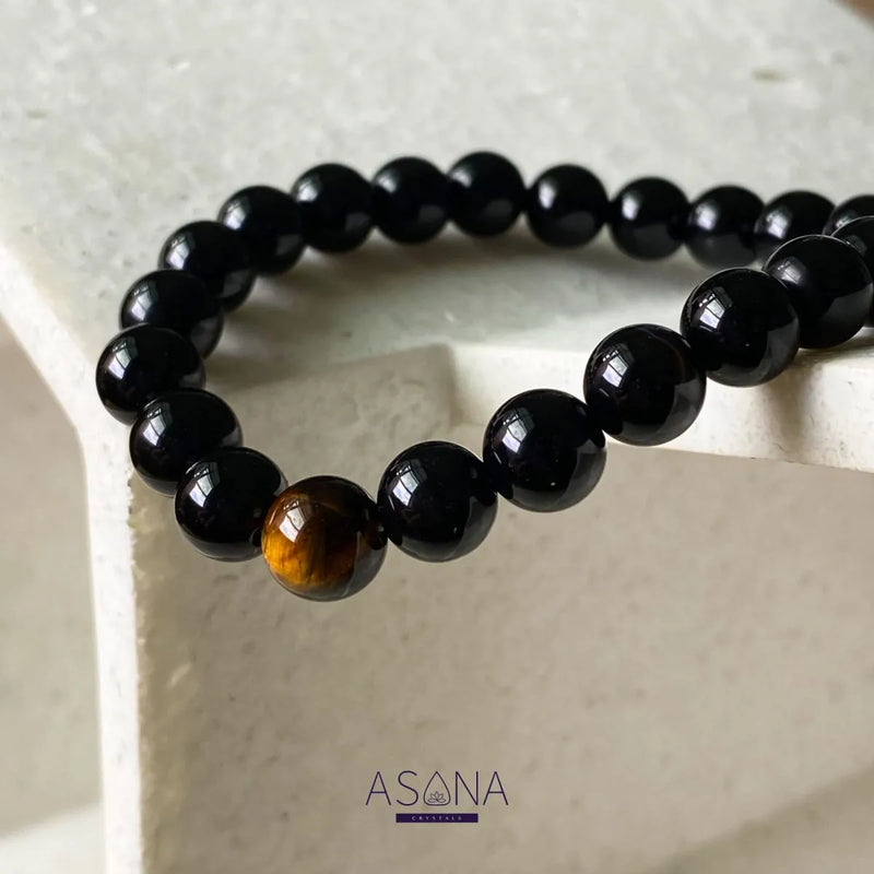 Black Onyx With Tiger Eye Bracelet