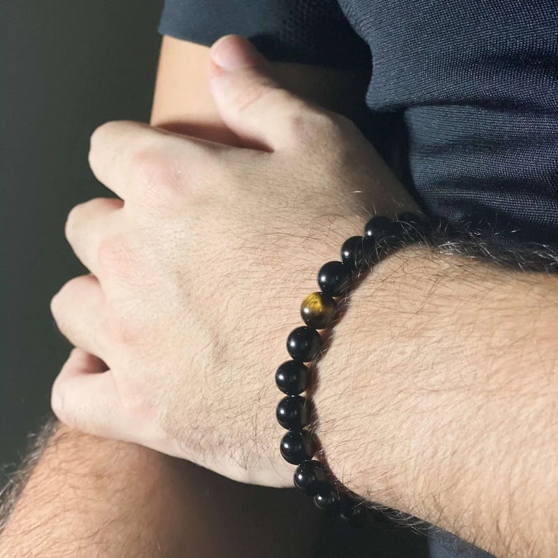 Black Onyx With Tiger Eye Bracelet