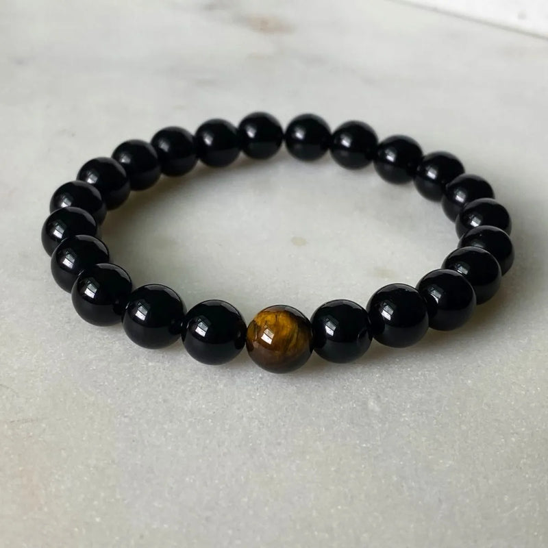 Black Onyx With Tiger Eye Bracelet
